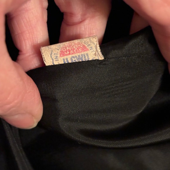 1950’s curly lambs wool jacket w fur collar Black Vintage - Picture 5 of 8